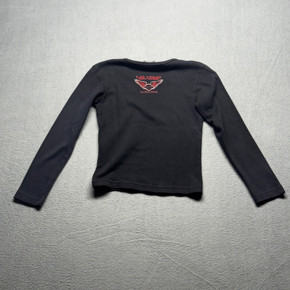 Harley-Davidson Las Vegas Shirt Womens S Black Long Sleeve Tribal Graphic Tee - Picture 5 of 11